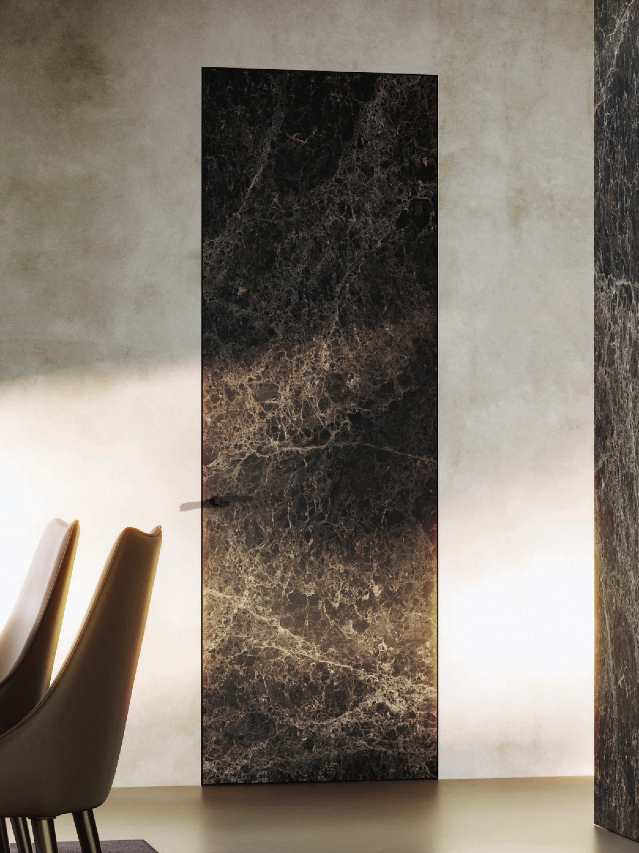 Bertolotto Fusion: front-facing flush door in veined ceramic