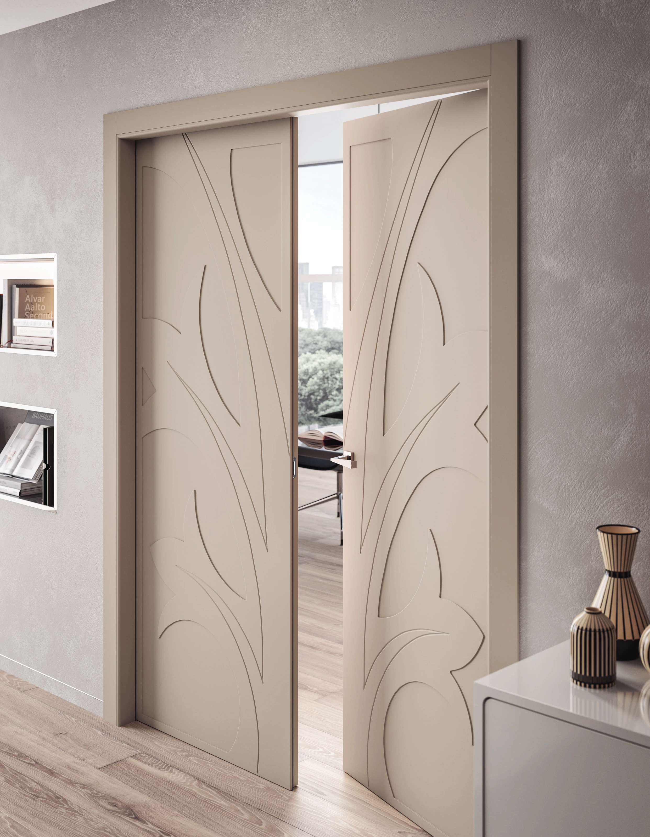 Bertolotto Natura: tree-pattern double doors open