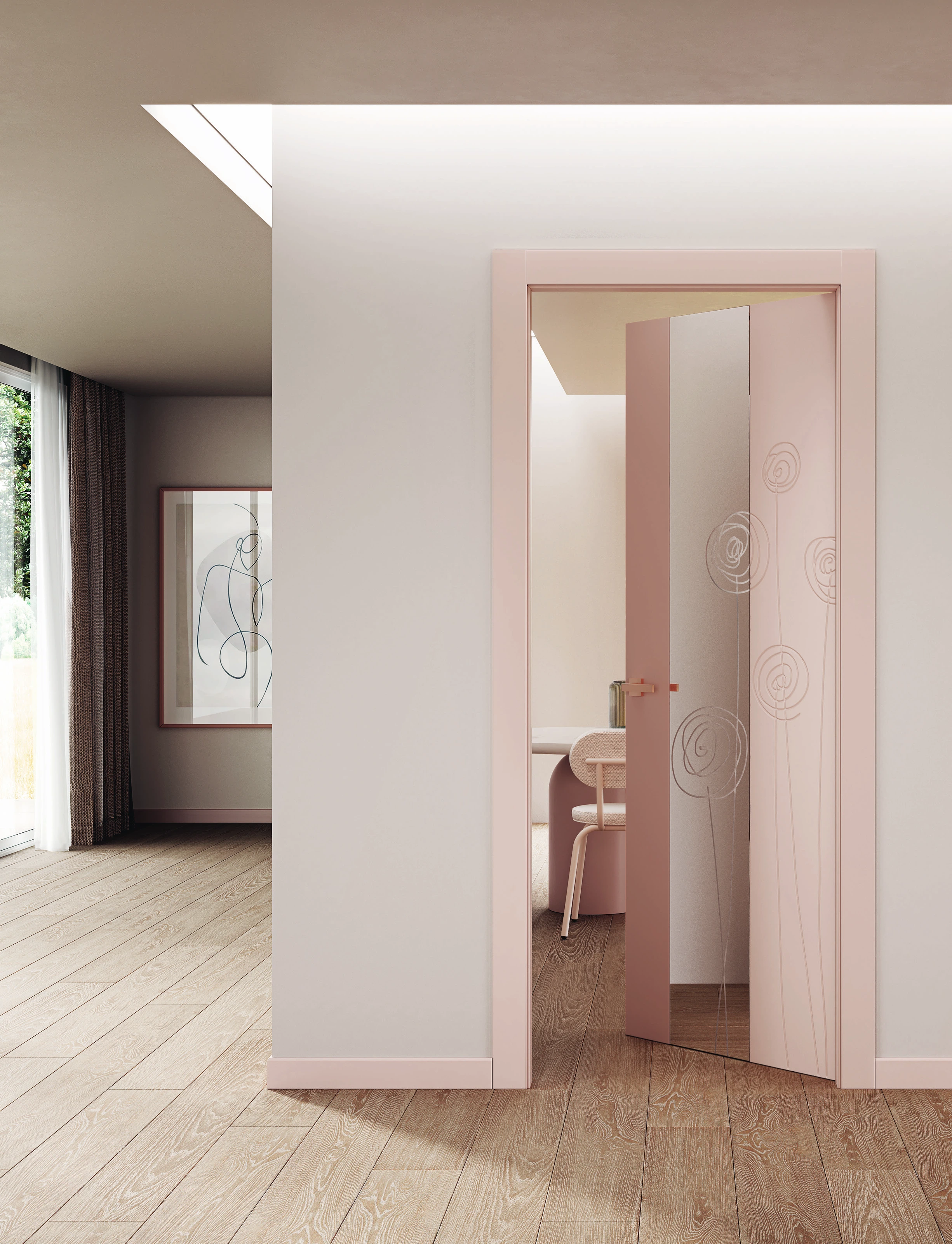 Bertolotto Reflex: single pink mirrored door
