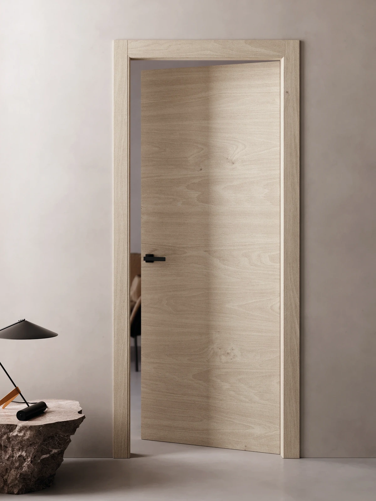 Bertolotto Doga Hori: grey-toned door with horizontal veneer grain