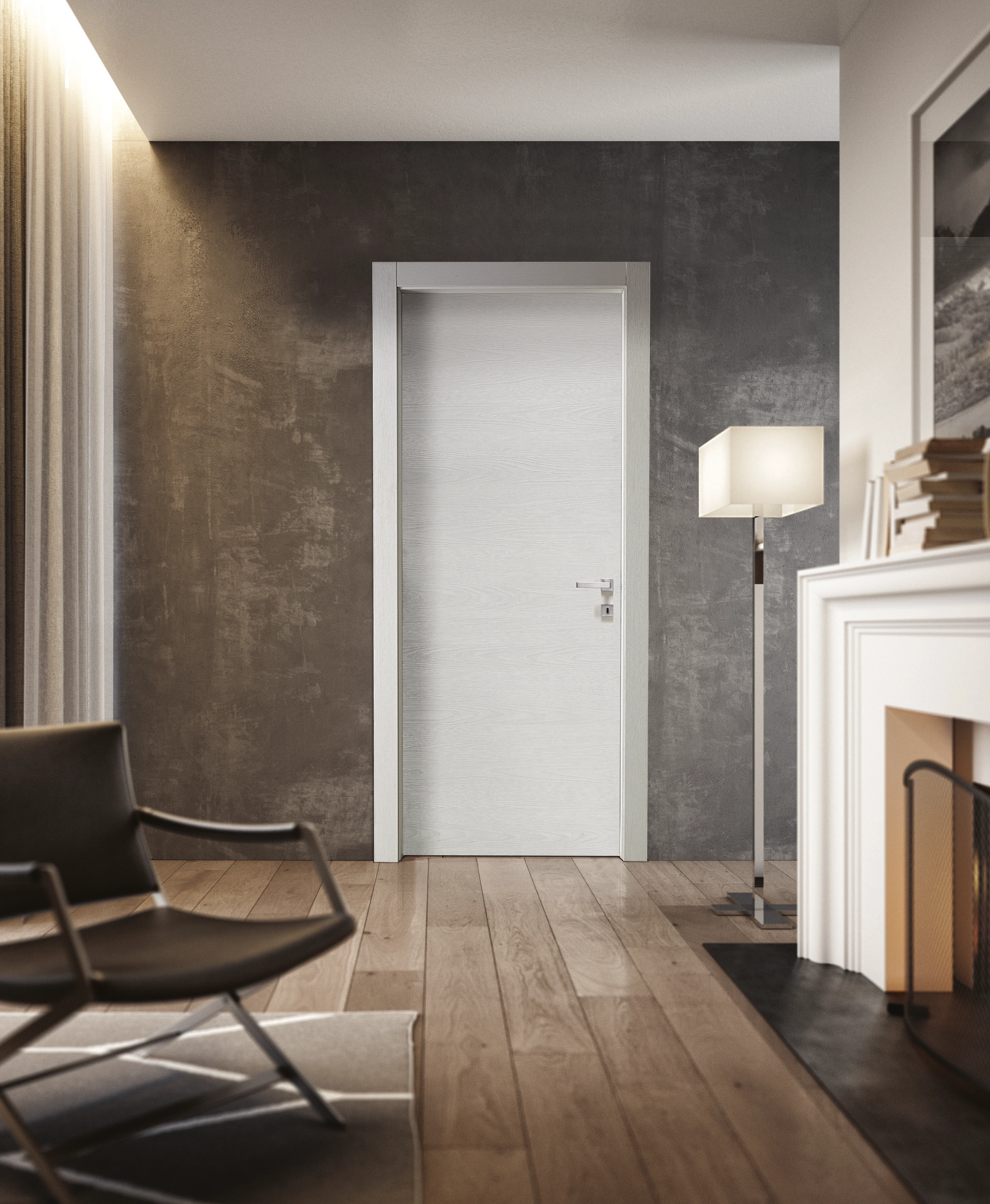 Bertolotto Materik 111M: pale mineral-effect door in a traditional room