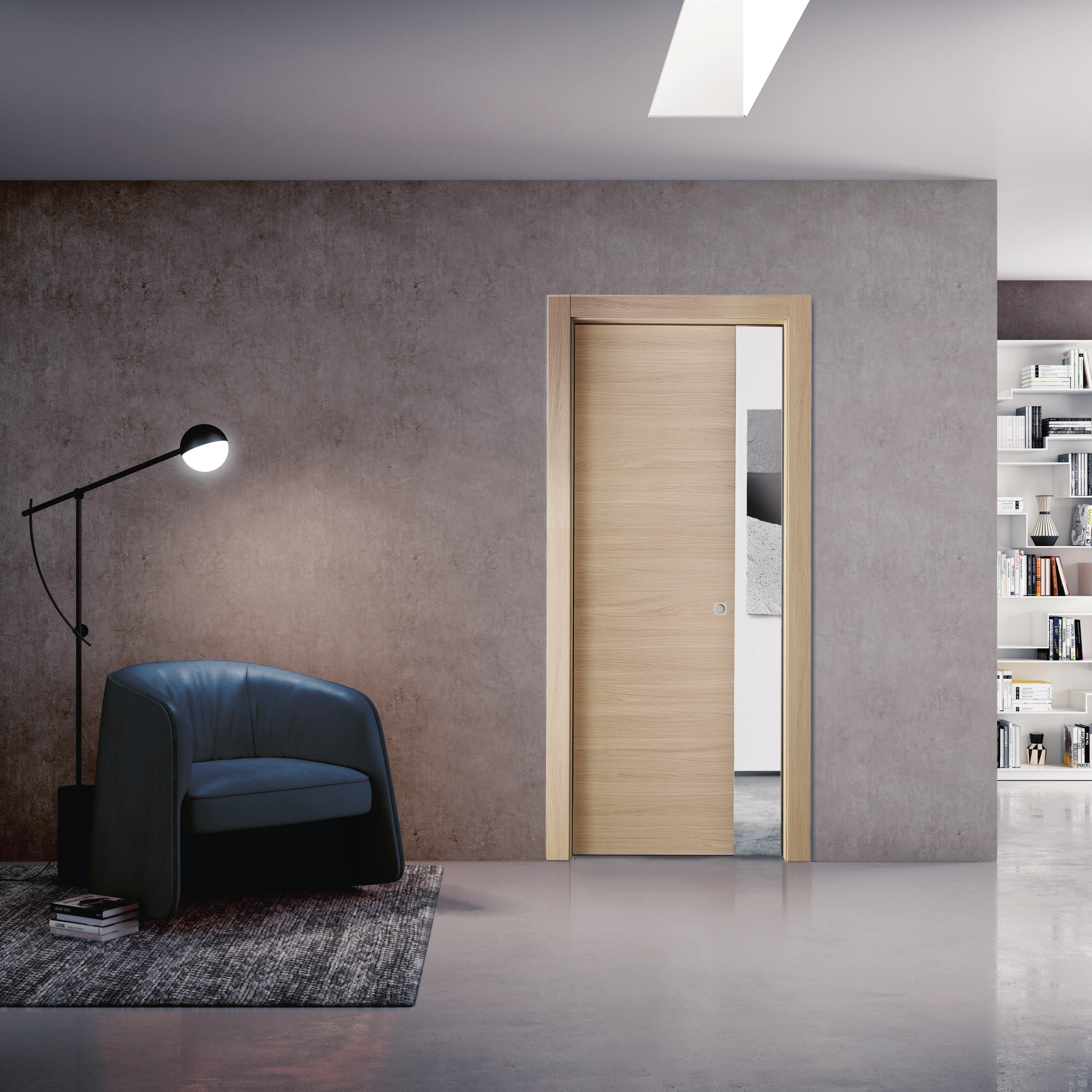 Bertolotto Grafite 111G: light wood-effect door open