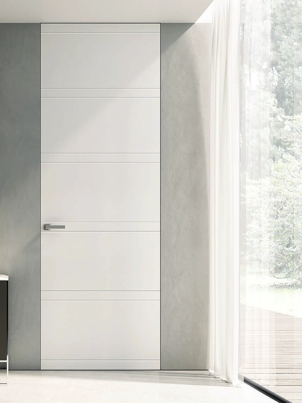 Bertolotto Panto Incise: full-height single white incised door