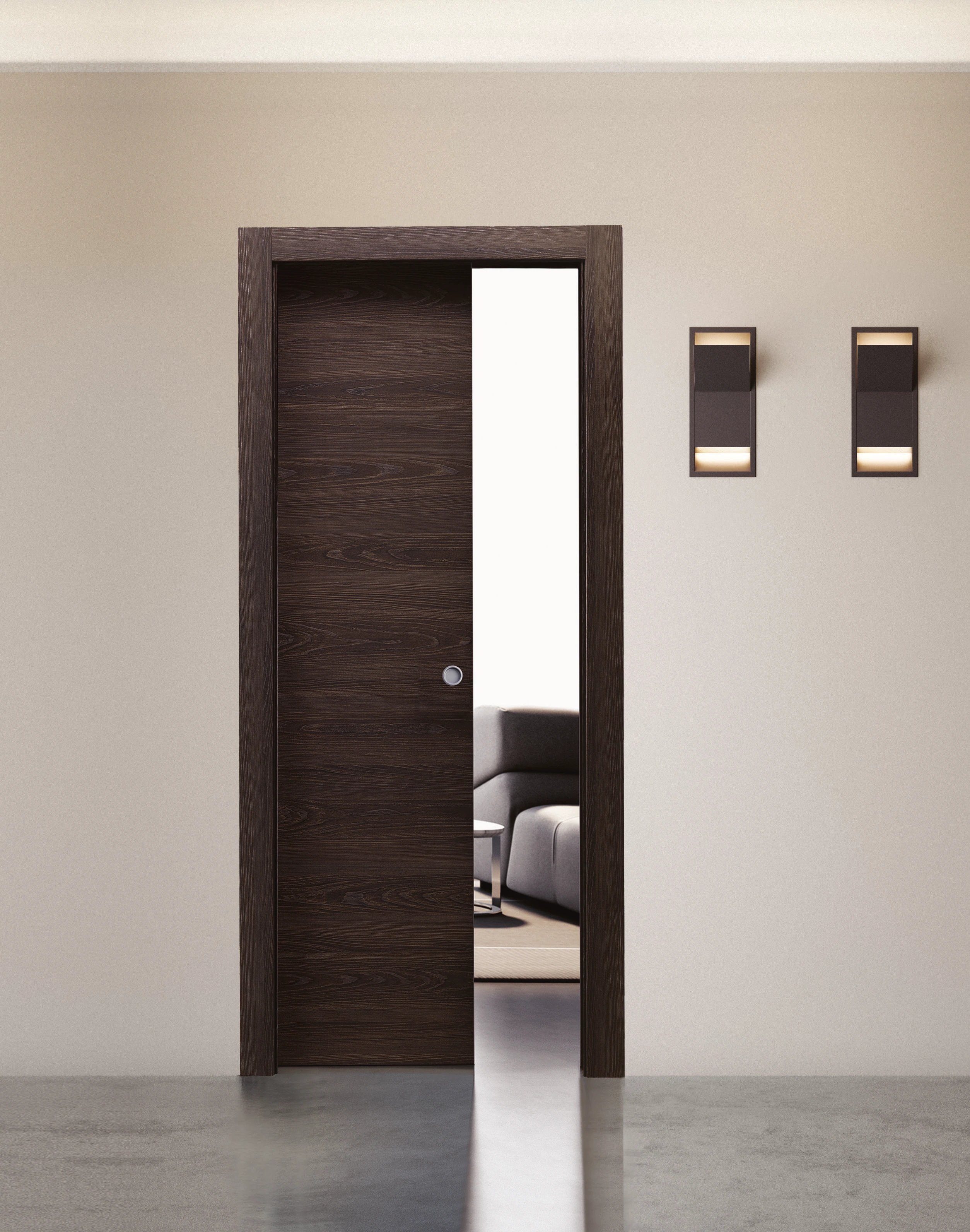 Bertolotto Materik 111M: dark wood-effect door open