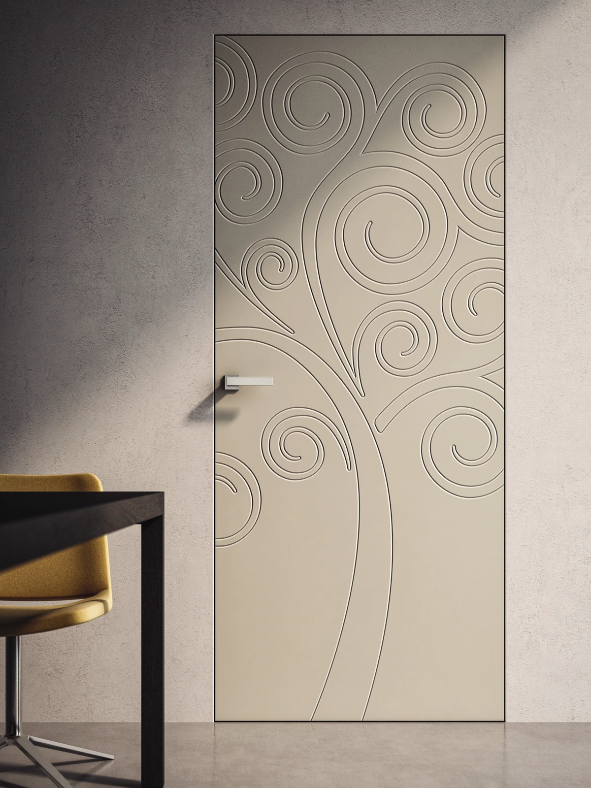 Bertolotto Natura: cream door with a carved spiral pattern