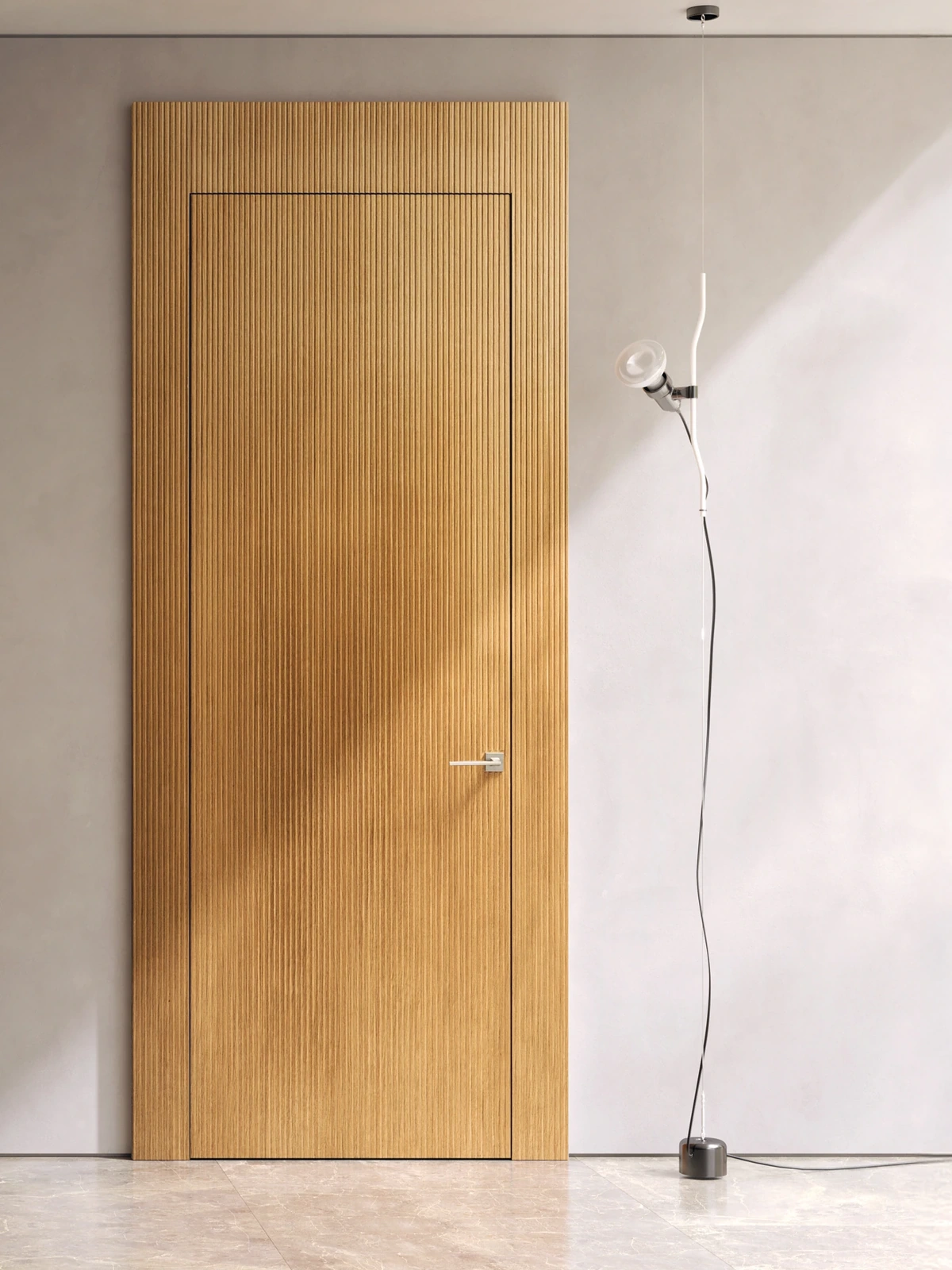 Bertolotto Millerighe: single grooved oak door with matching surround