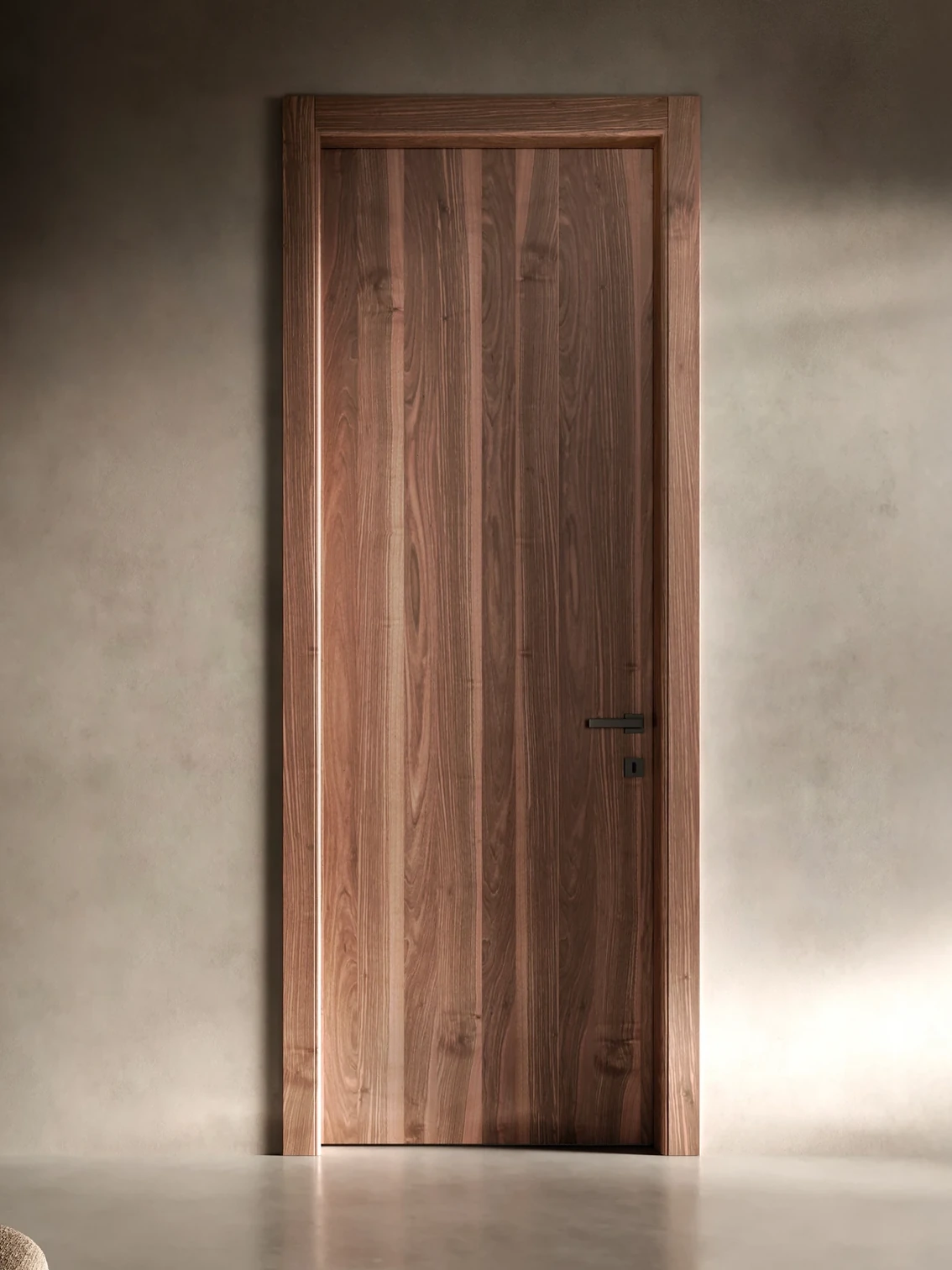 Bertolotto CL: walnut veneer door in a dark interior