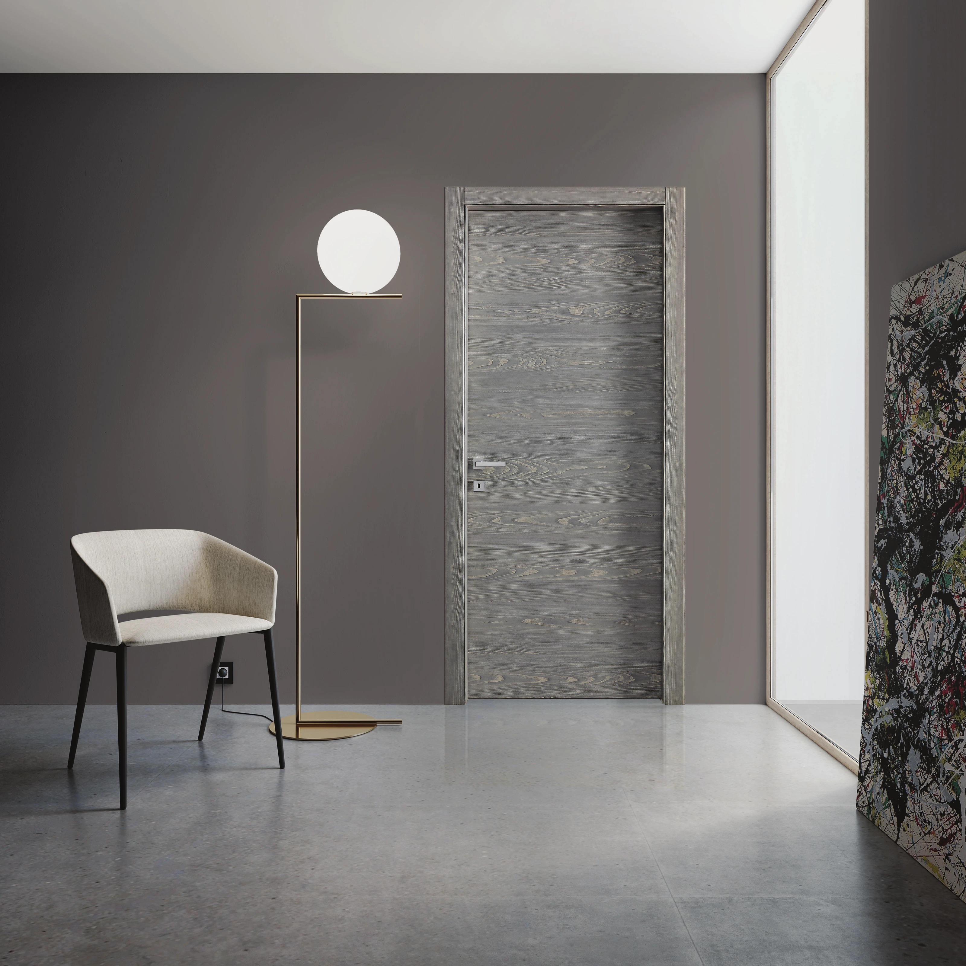 Bertolotto Materik 111M: single grey-grain door against a dark wall