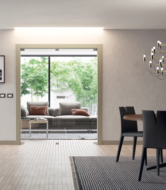 Bertolotto Alaska: glass double doors looking towards a garden
