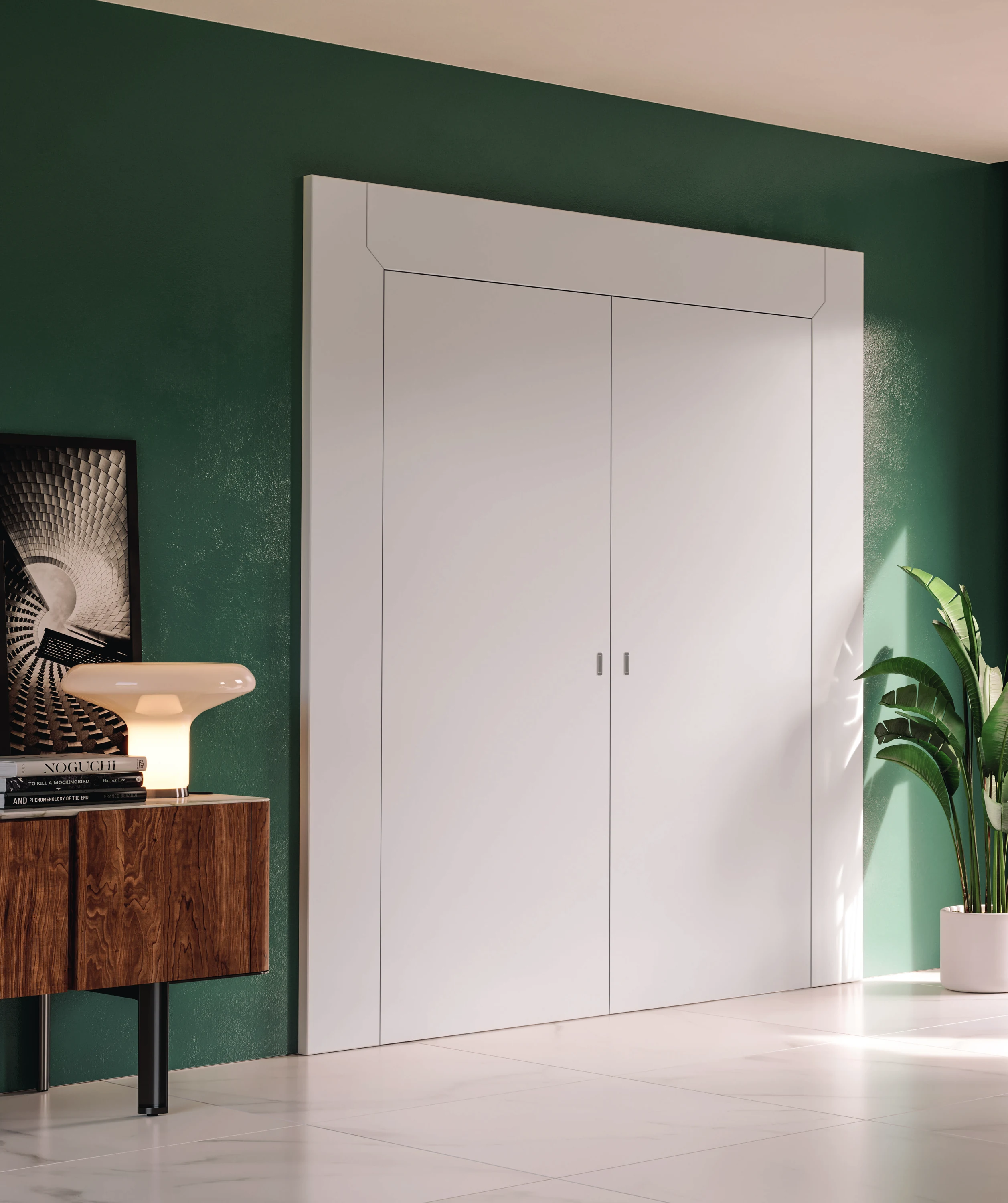 Bertolotto Aurea: white double doors against a green wall