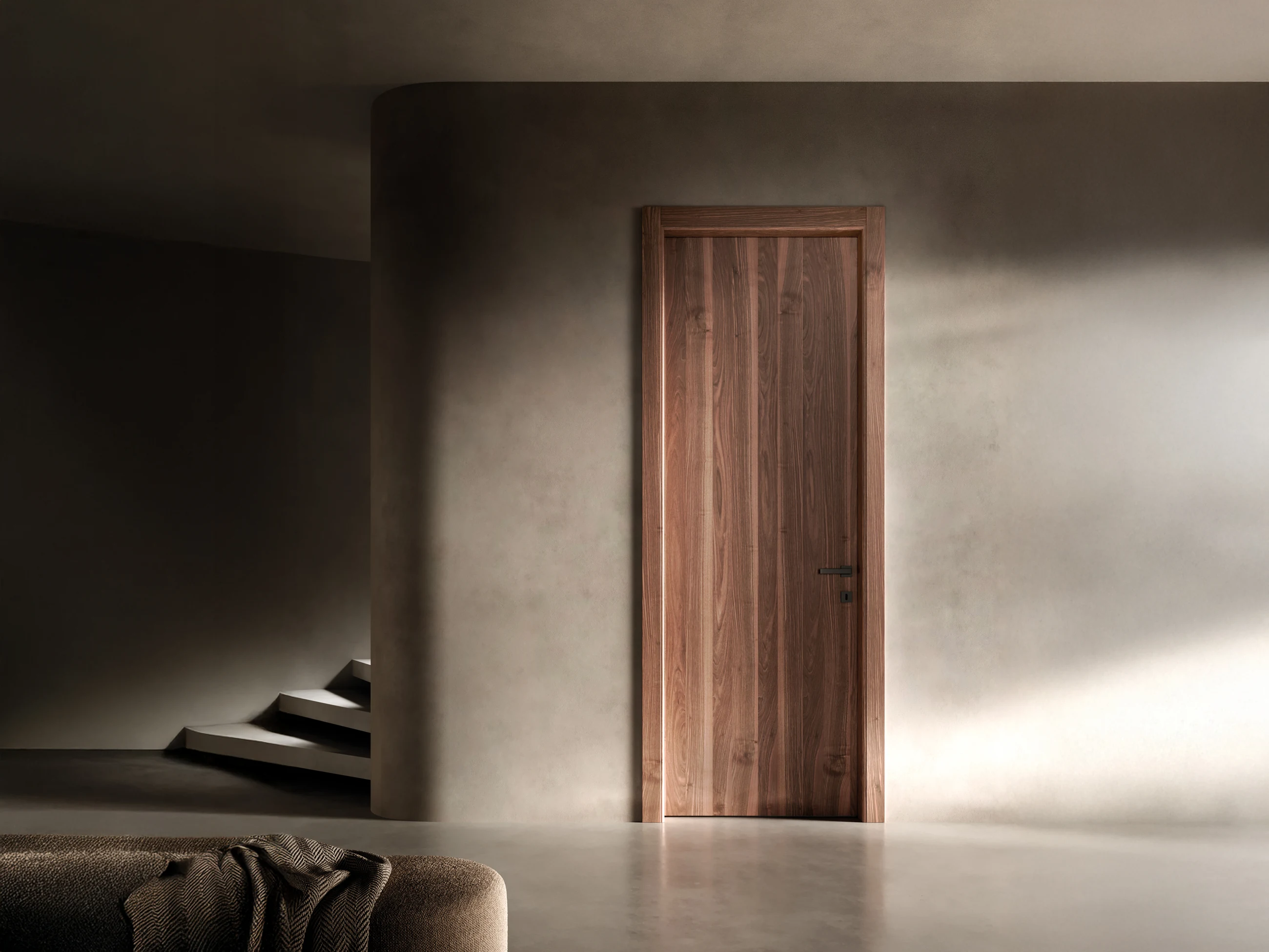 Bertolotto CL: walnut veneer door in a dark interior