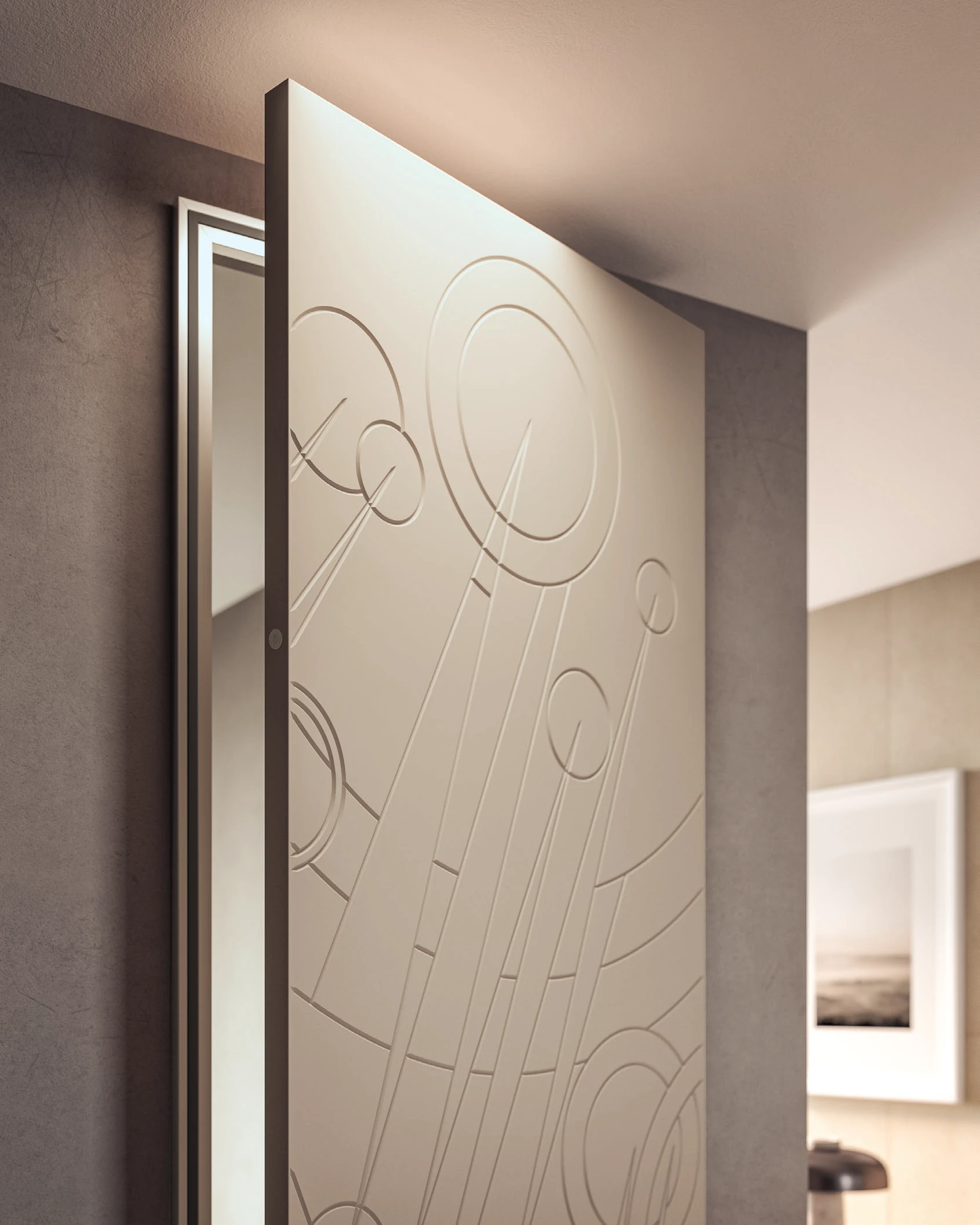 Bertolotto Costellazioni: grey door with curved incisions