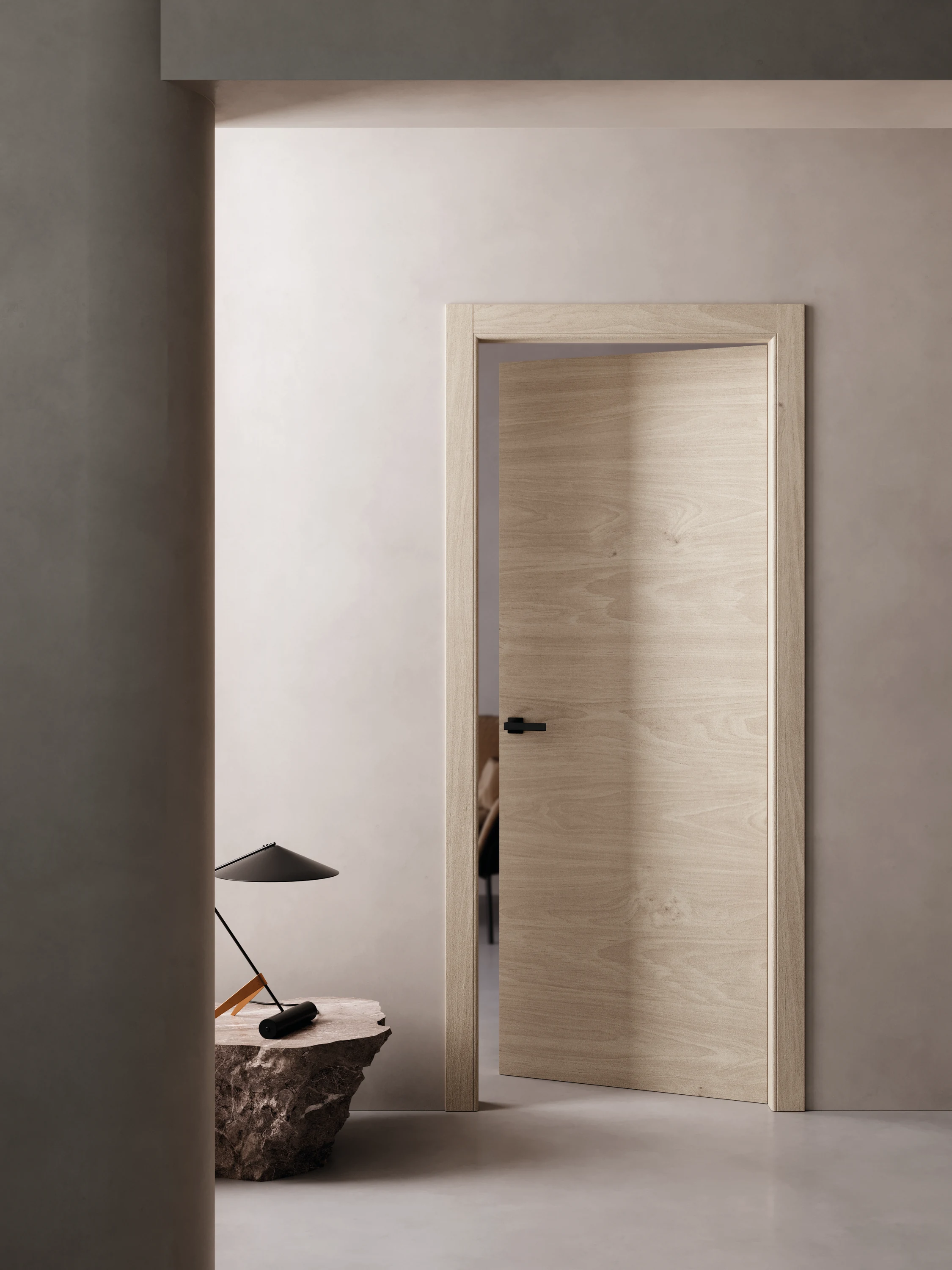 Bertolotto Doga Hori: grey-toned door with horizontal veneer grain