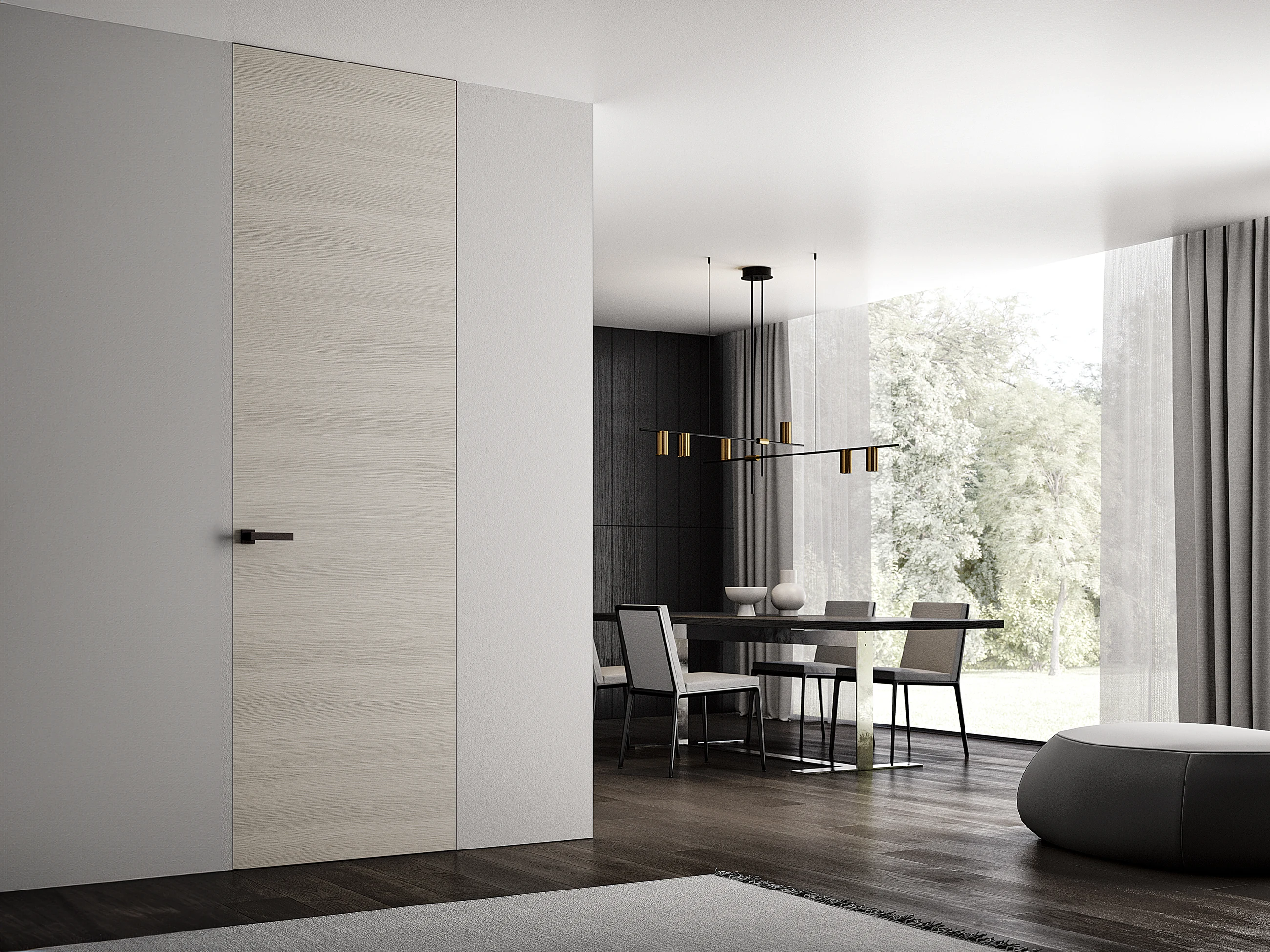 Bertolotto Doga Hori: flush oak door with horizontal grain