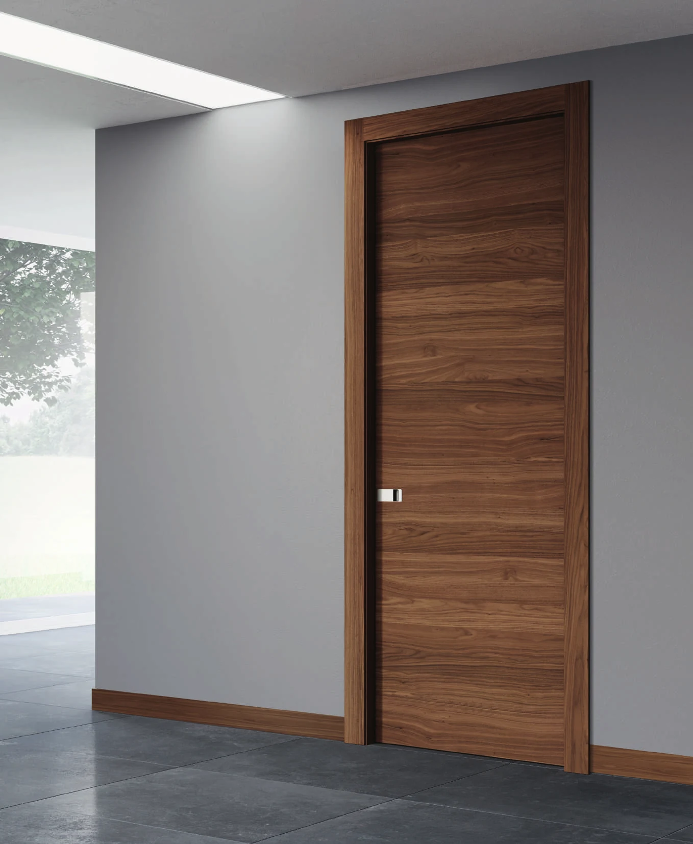 Bertolotto Doga Hori: walnut door closed in an interior