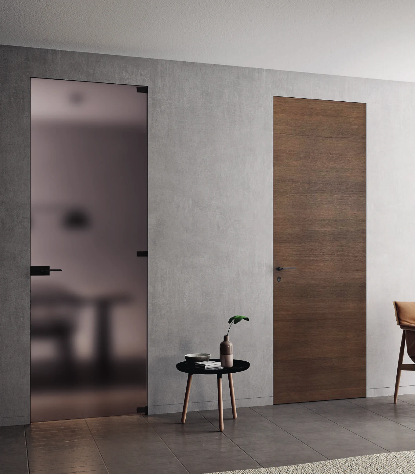 Bertolotto Doga Hori: grey veneered pocket sliding door