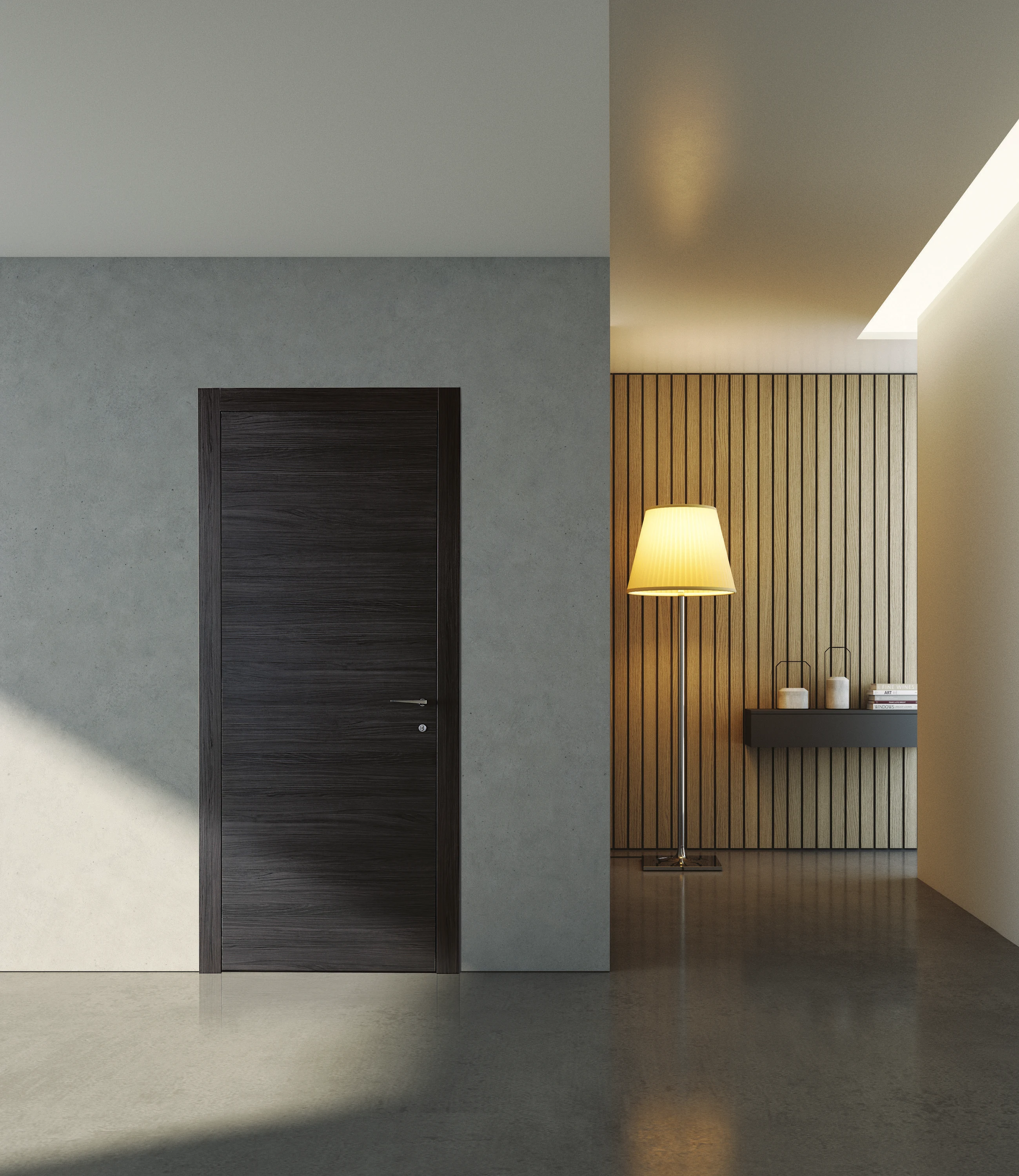 Bertolotto Grafite 111G: dark wood-effect door in an interior