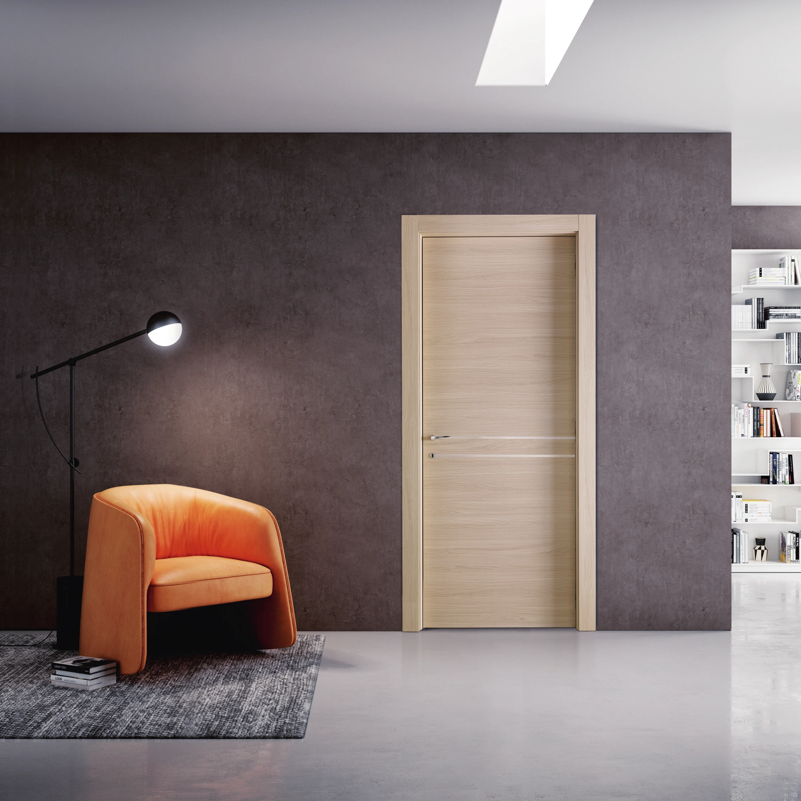 Bertolotto Grafite 111G: warm wood-effect door in a room