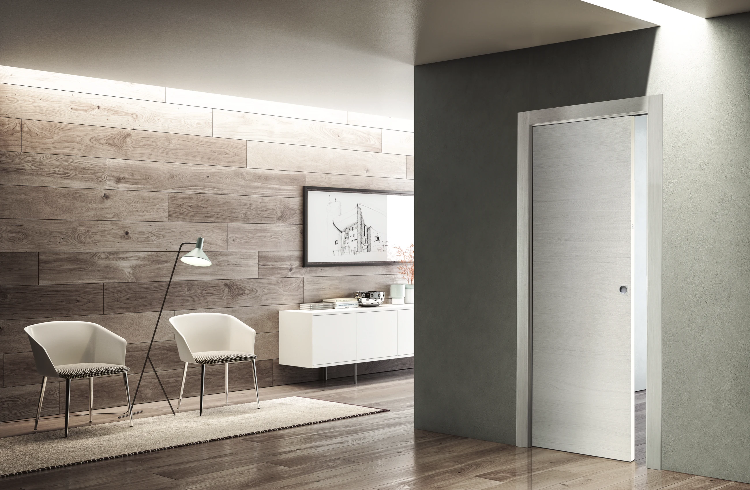 Bertolotto Grafite 111G: white wood-effect doors in an interior