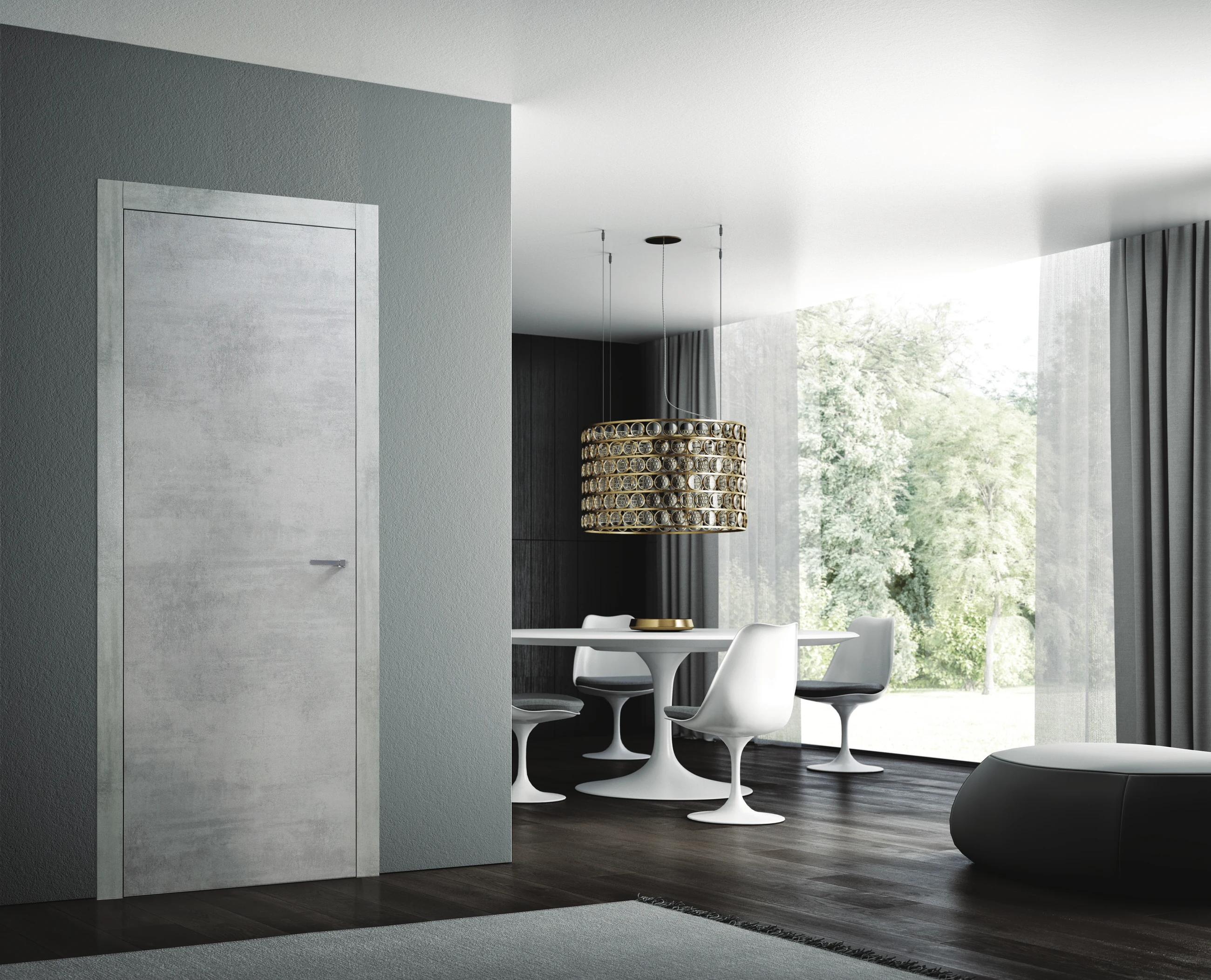 Bertolotto Materik 111M: cement-effect flush door in a room