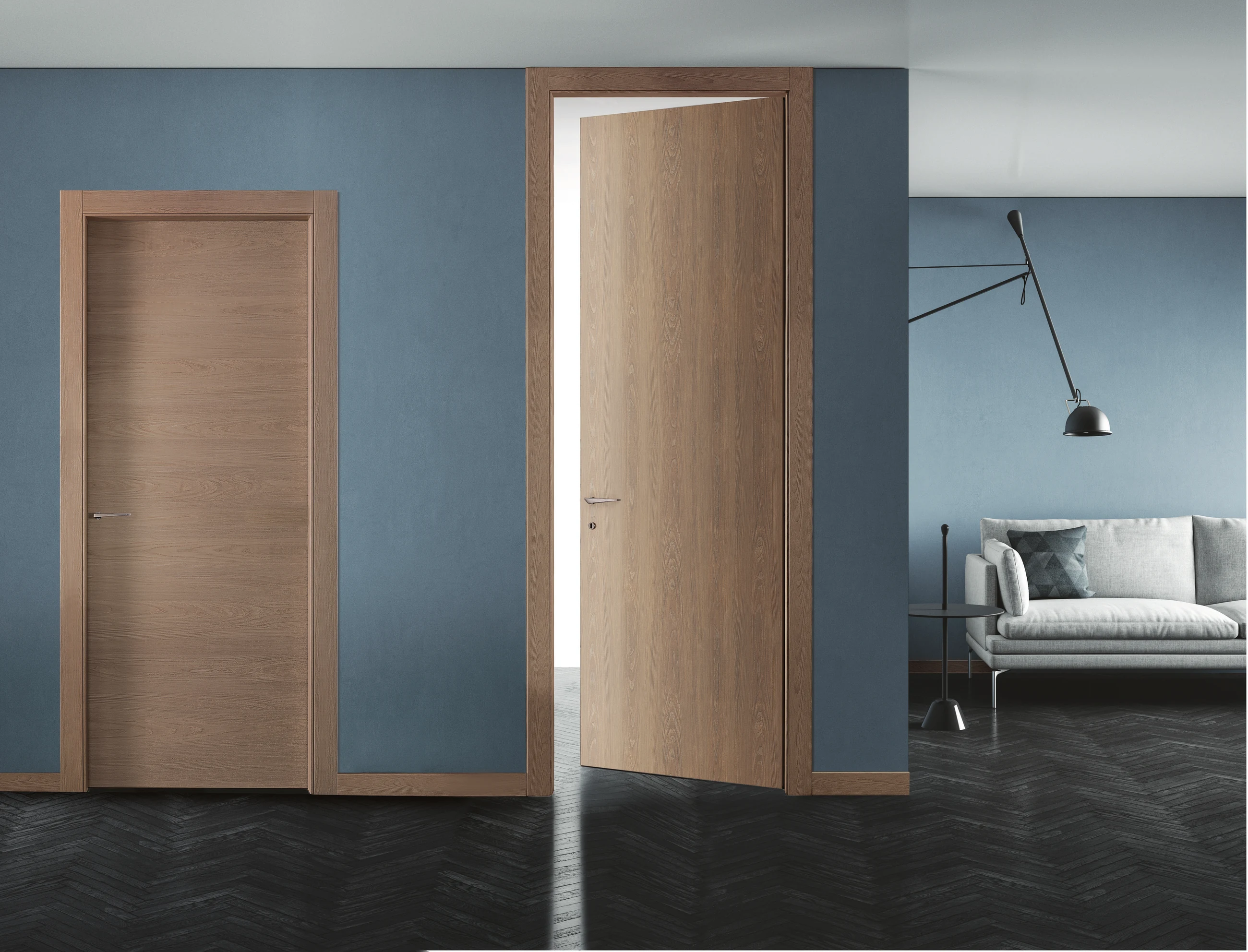 Bertolotto Materik 111M: warm-toned door opening into a blue room