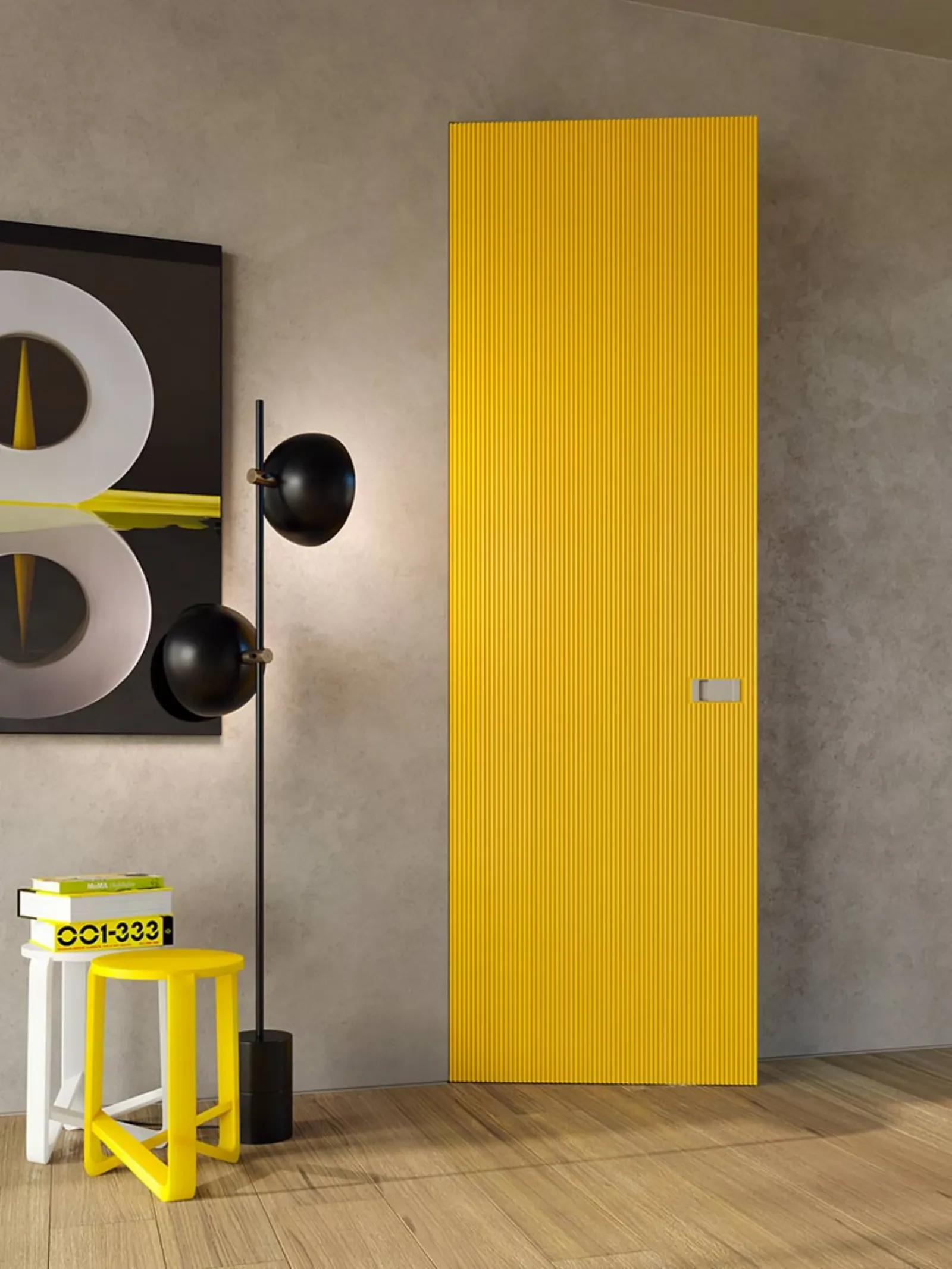 Bertolotto Millerighe: tall yellow grooved door