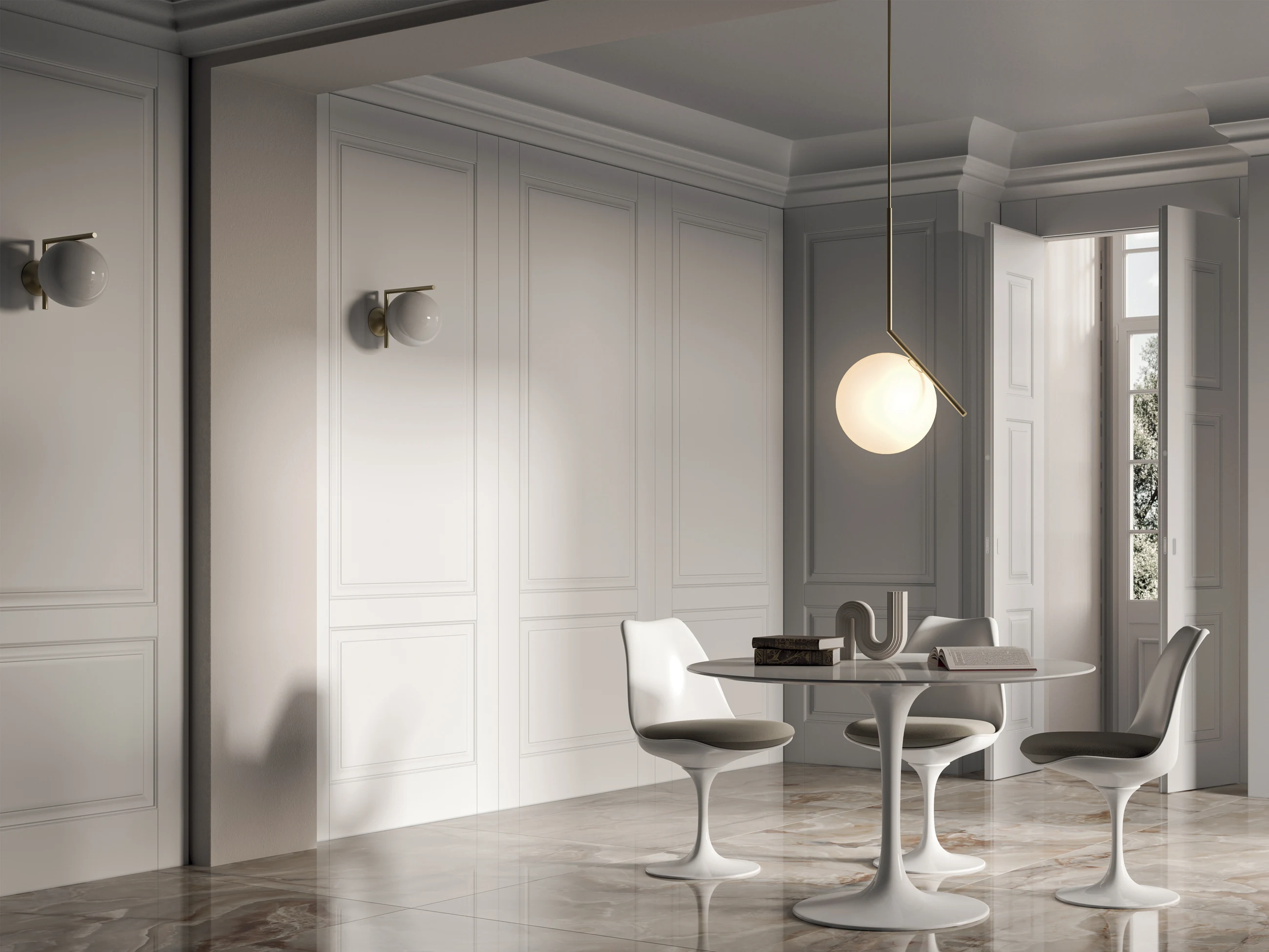 Bertolotto Panto Classica: white panelled door and matching boiserie
