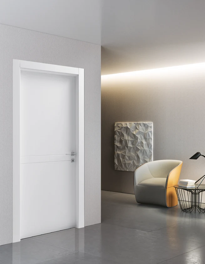 Bertolotto Panto Incise: white lacquered door with horizontal lines