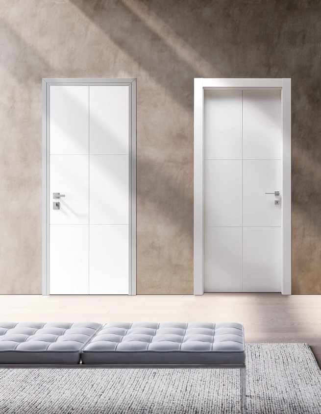 Bertolotto Panto Incise: pair of white incised doors