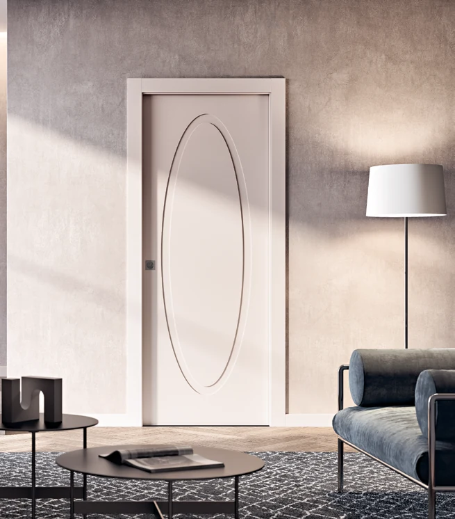 Bertolotto Panto Quadra: beige door with an oval recess