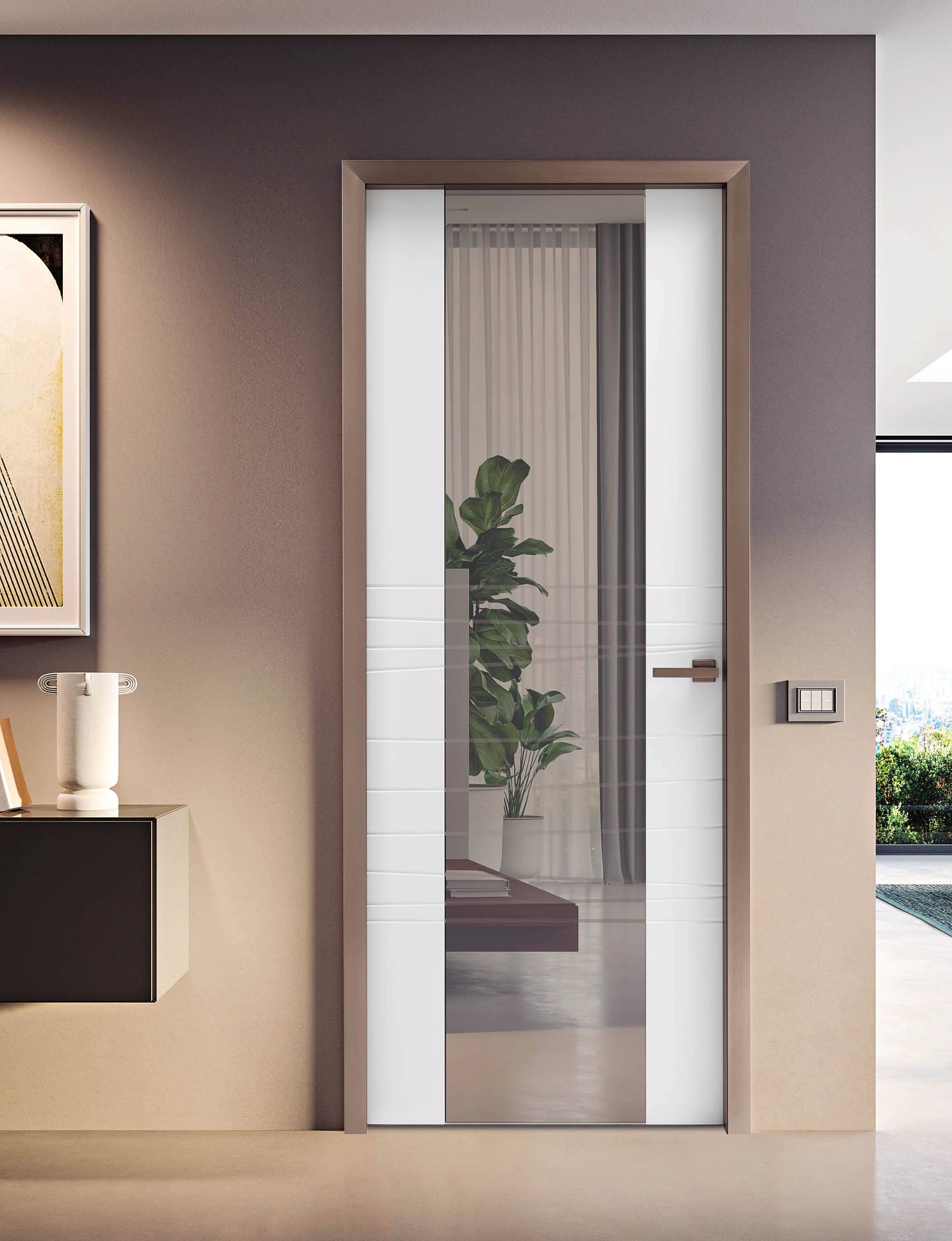 Bertolotto Reflex: mirrored door closed in a grey interior